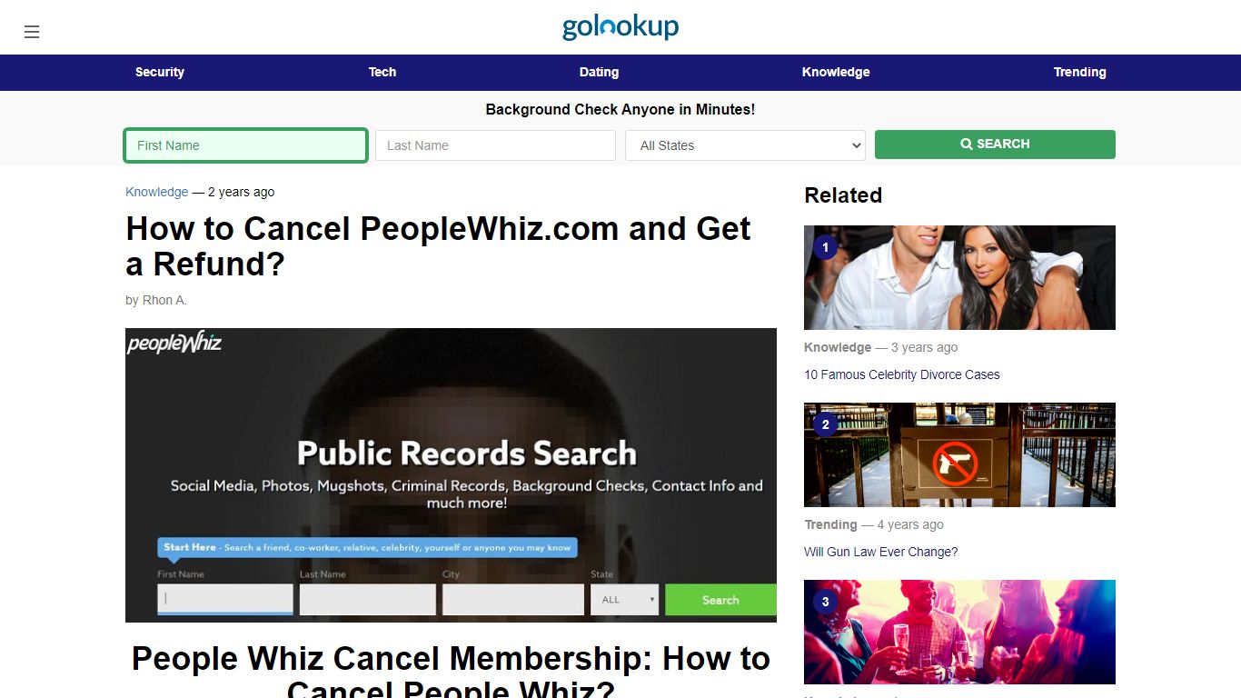 How to Cancel PeopleWhiz.com, How to Cancel People Whiz Account - GoLookUp