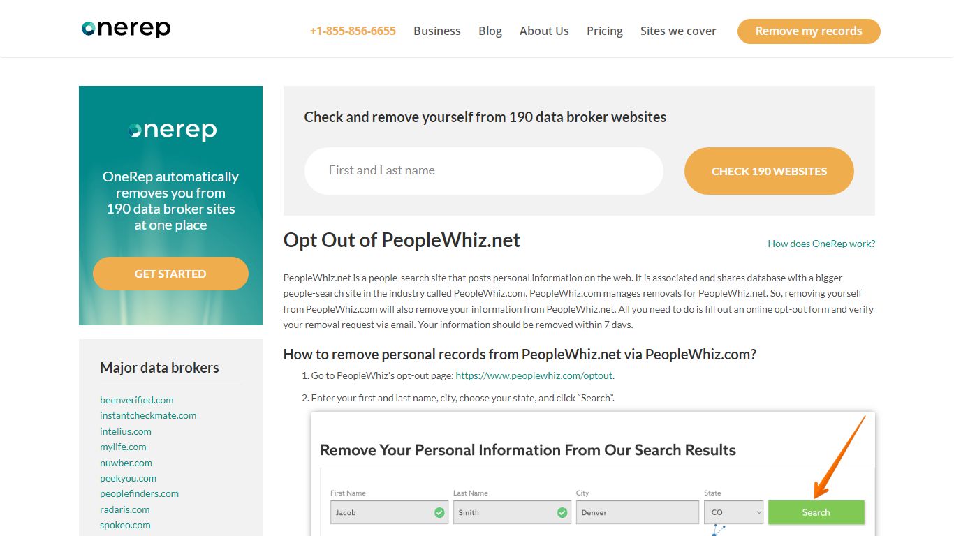 PeopleWhiz.net Opt Out & Removal Guide | OneRep